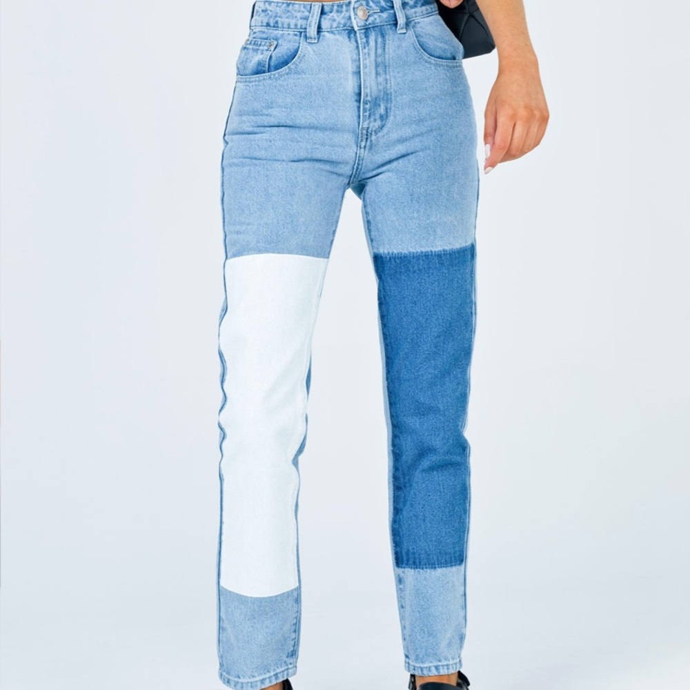 Princess Polly Cofield Mom Jean Patch Denim Jeans